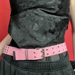 Bubblegum pink y2k belt with rivets and gemstones